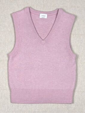 Wilfred Aritzia Cashmere Blend Pink Sweater Vest V Neck Knit Top Medium
